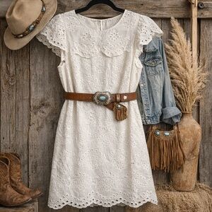 Sam Edelman White Eyelet Dress – Western Boho Chic – Size Small – NWOT